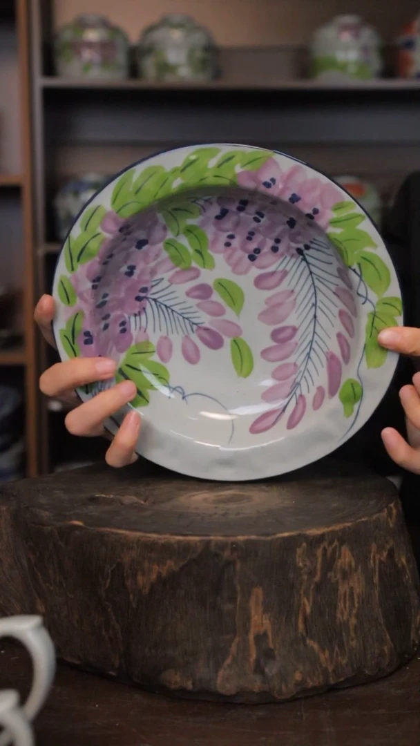 【闪购商品】椿野8寸帽子盘（紫藤）C079