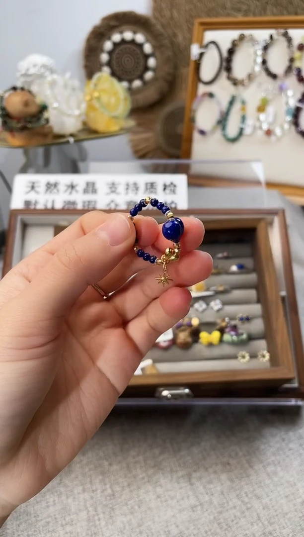 银S925镶嵌戒指水晶A****阳青金石戒指