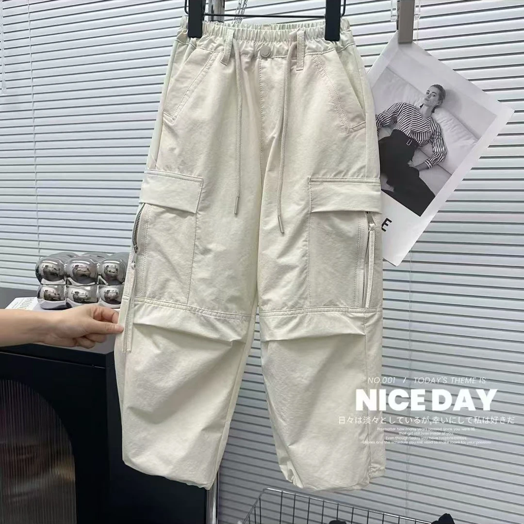 儿童纯棉工装裤2025新款夏季休闲裤中大童韩版宽松洋气潮流口袋