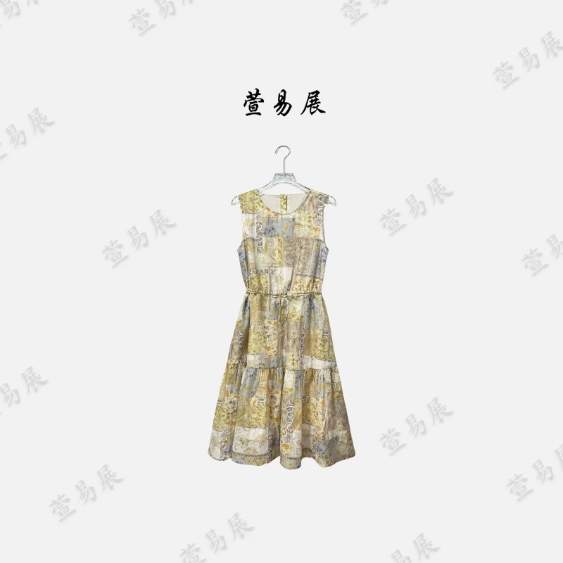 萱易展-“虞美人”进口三醋酸莱赛尔抽绳收腰显瘦连衣裙-7765