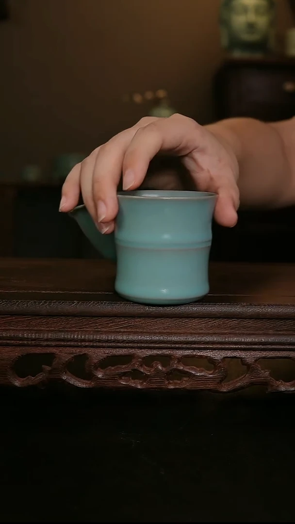 摆件仿古手工竹节杯