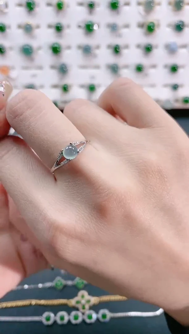 【闪购商品】翡翠戒指银S925镶嵌天然翡翠