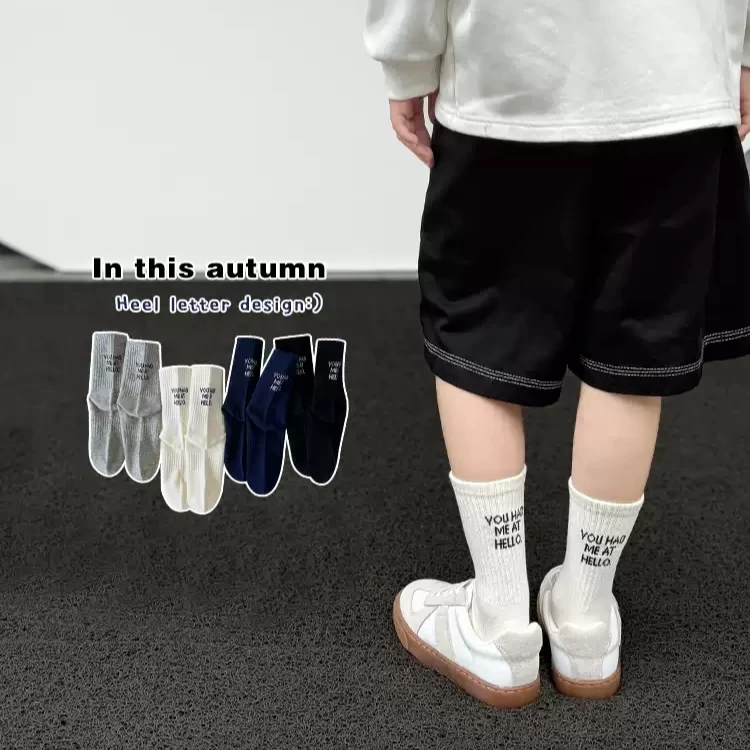 【小马家专属】儿童春秋季韩版ins后跟字母运动潮袜男童百搭中筒袜