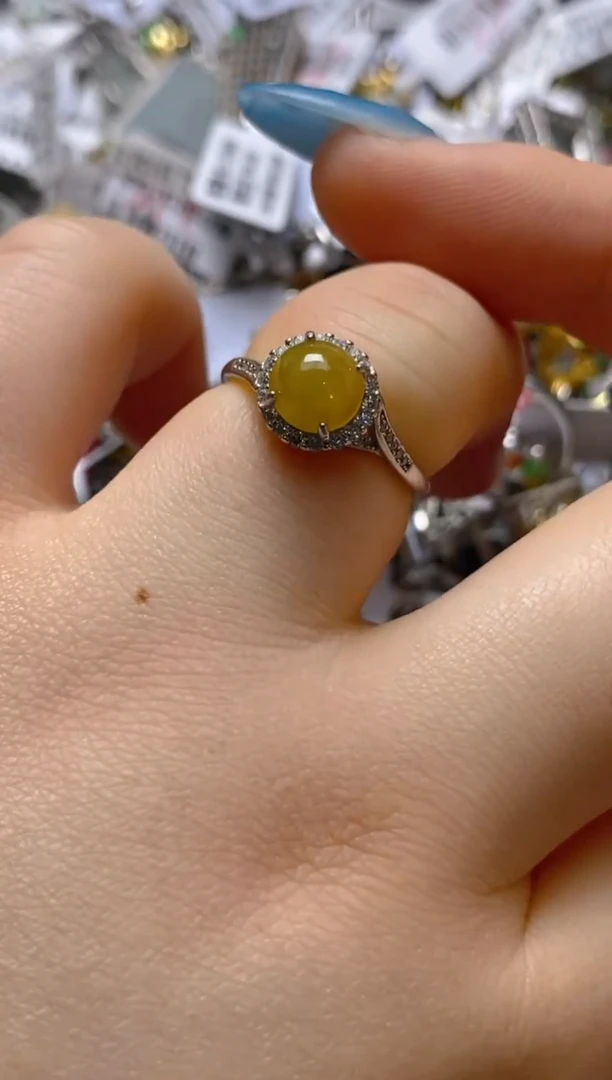 银S925镶嵌戒指翡翠百内无证书