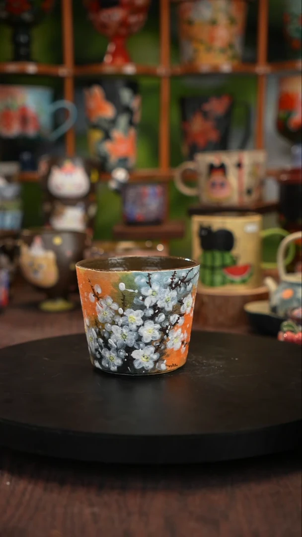 釉下手绘陶瓷紫砂杯