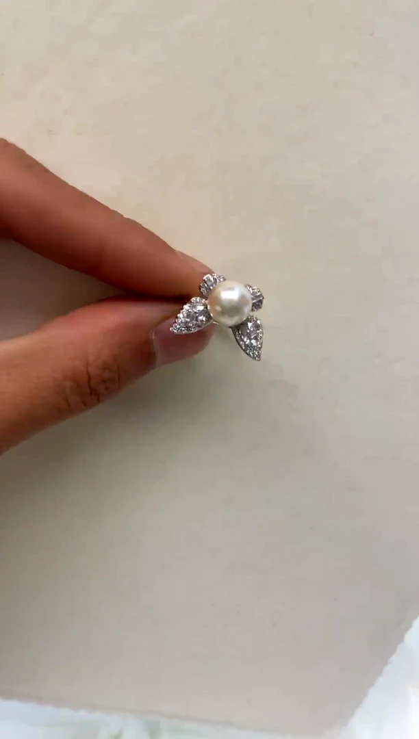 银S925镶嵌戒指海水珍珠