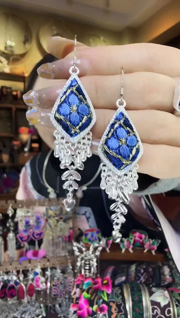 刺绣非遗刺绣民族风耳环