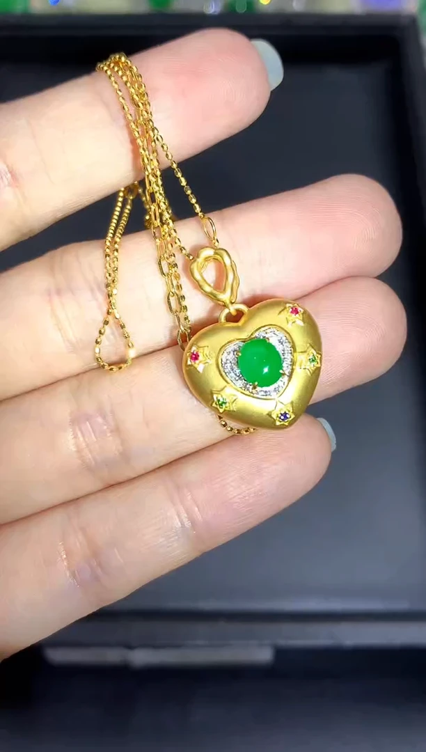 颈饰18K金镶嵌翡翠569-中国好珍宝