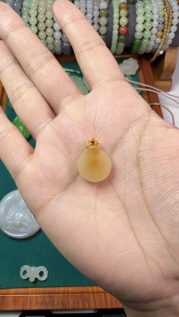 【闪购商品】和田玉无银S925镶嵌小圆牌吊坠