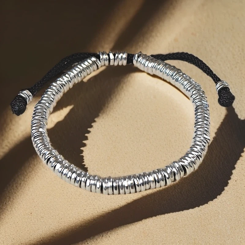 吉满福 足银手链 盘缠碎银几两腰缠万贯手工气质百搭个性