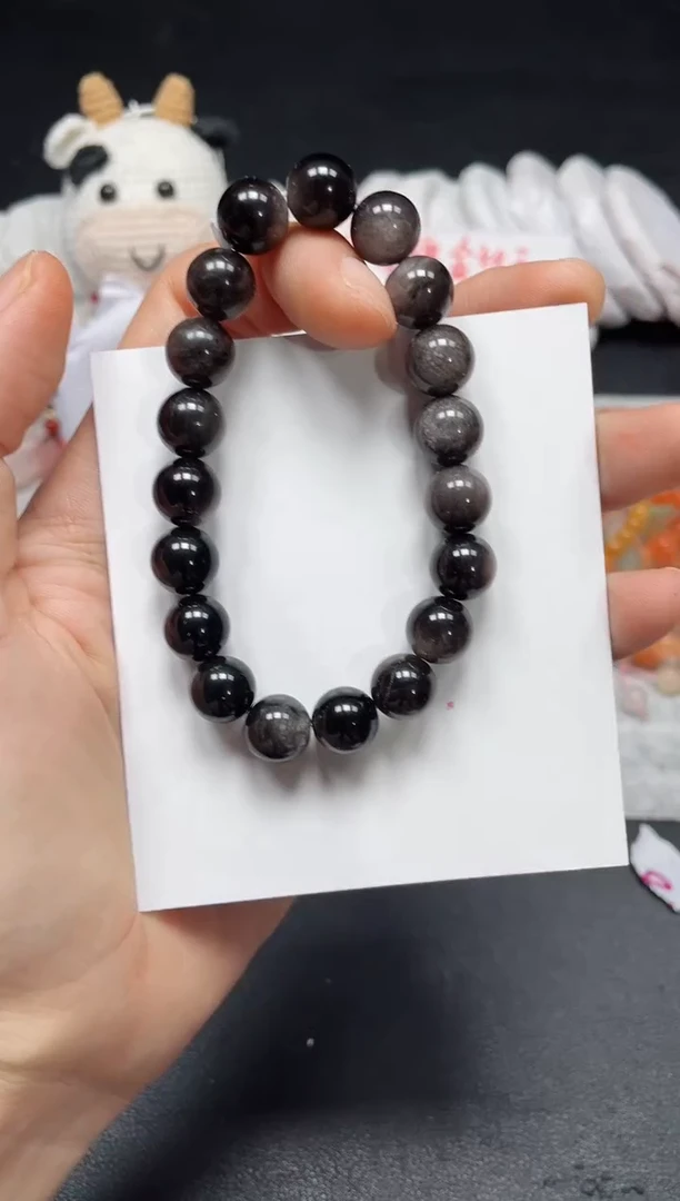 【闪购商品】黑曜岩手链未镶嵌黑曜石银