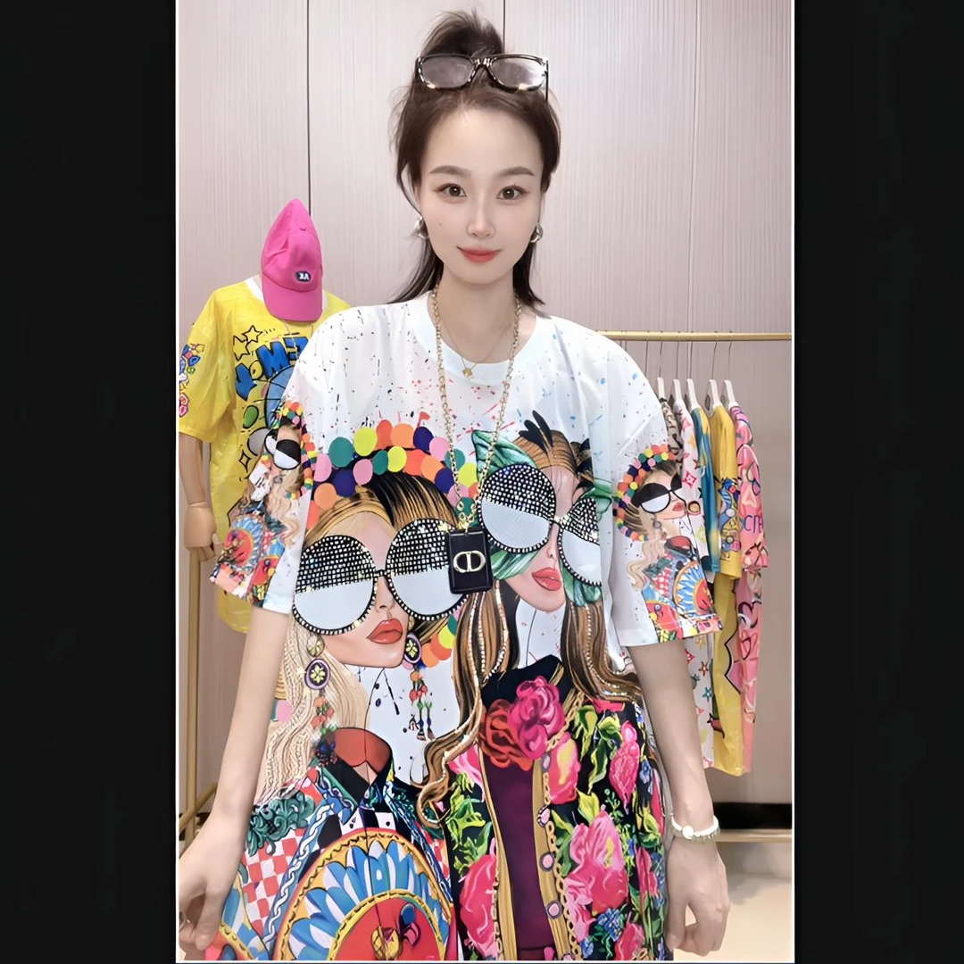 02-3（钻 国潮女孩）冰凉冰丝网眼夏季速干衣T恤裙