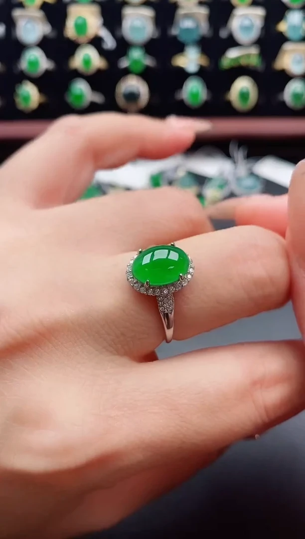 银S925镶嵌戒指翡翠1