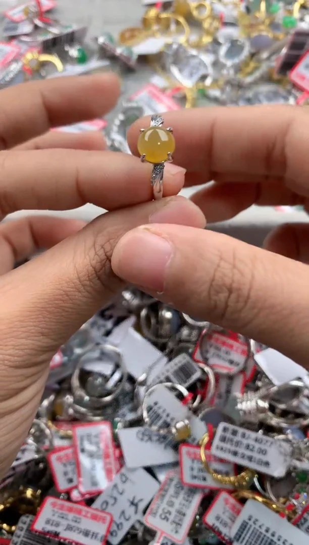 银S925镶嵌戒指翡翠444             3