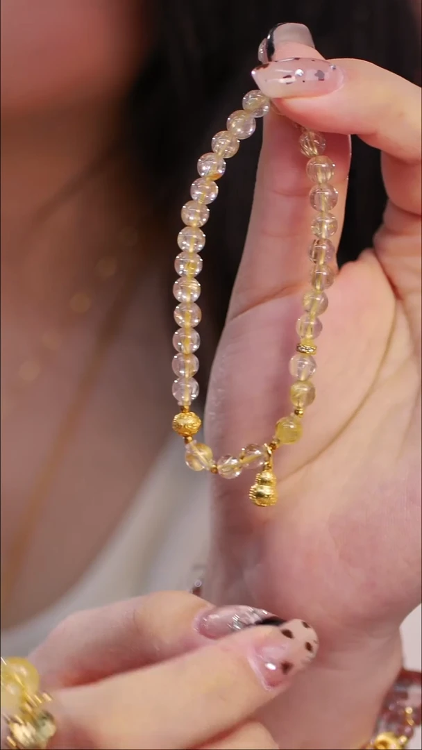 未镶嵌手串水晶金发单圈  多样性发一