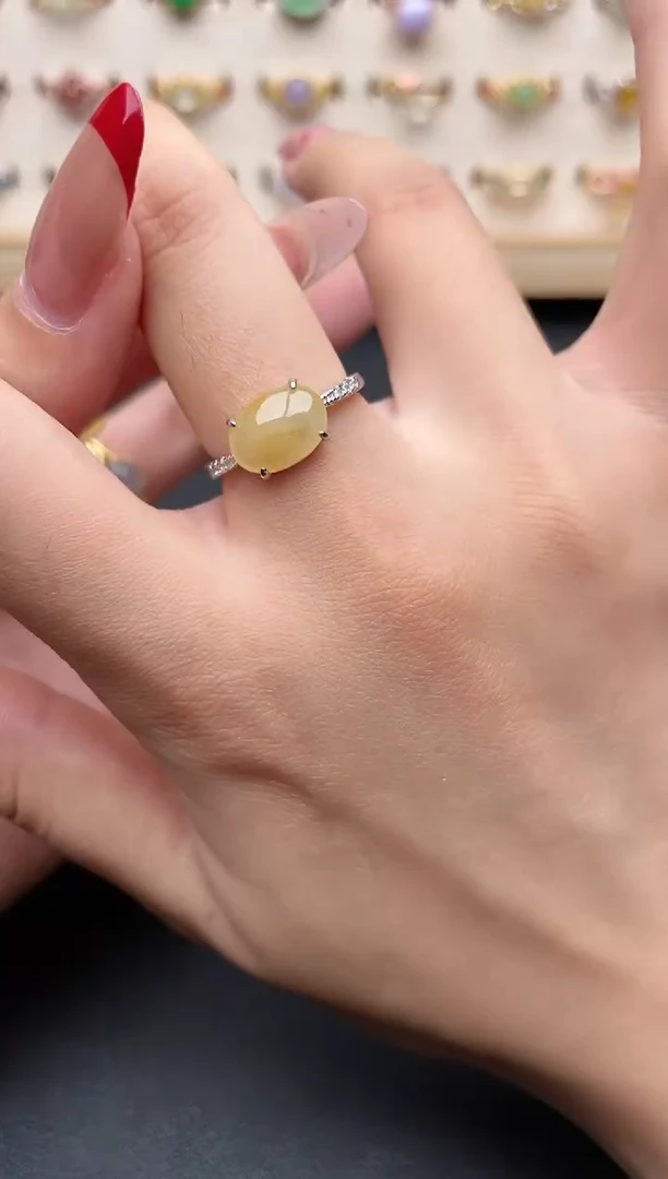 【闪购商品】翡翠戒指银S925镶嵌一物一证一礼盒