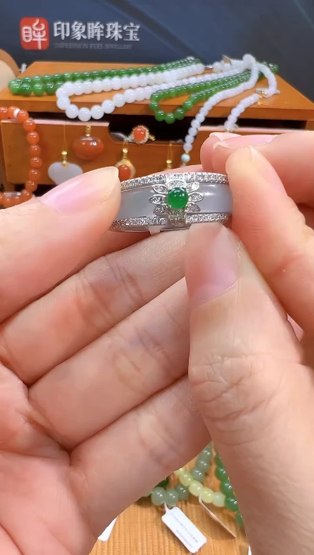 银S925镶嵌戒指翡翠多样性拍一发一cg