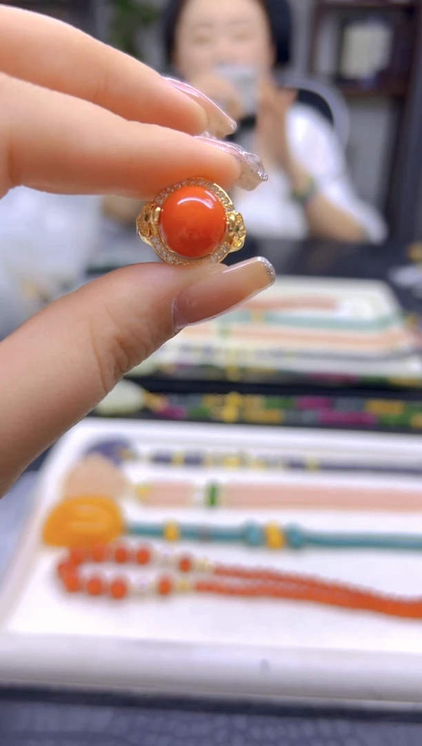 翡翠戒指银S925镀金镶嵌DIY款J128