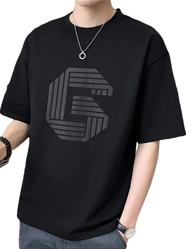 韩版复古黑色短袖T恤女夏宽松情侣装潮流上衣百搭衣服圆领