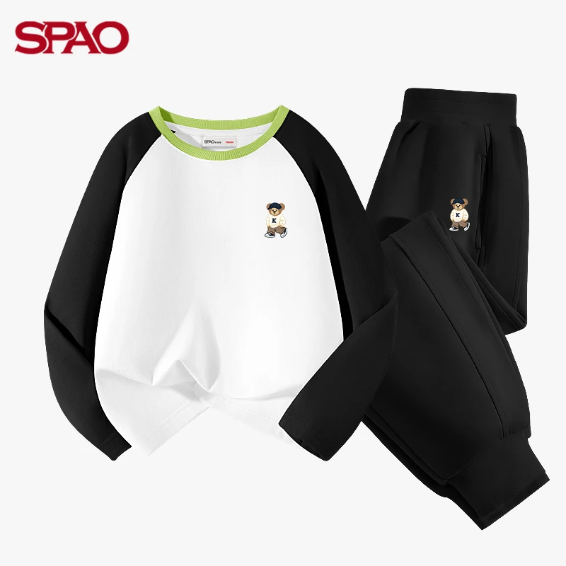 SPAO童装女童套装春秋男大童帅气秋装男孩长T恤儿童秋季新款裤子