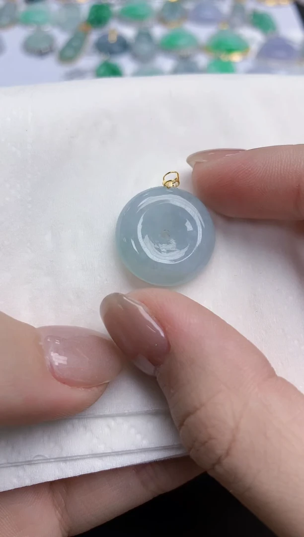 【闪购商品】翡翠颈饰18K金镶嵌天然缅甸翡翠A货