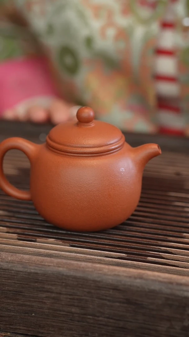 茶壶紫砂匏尊 红清水 半手工 190cc