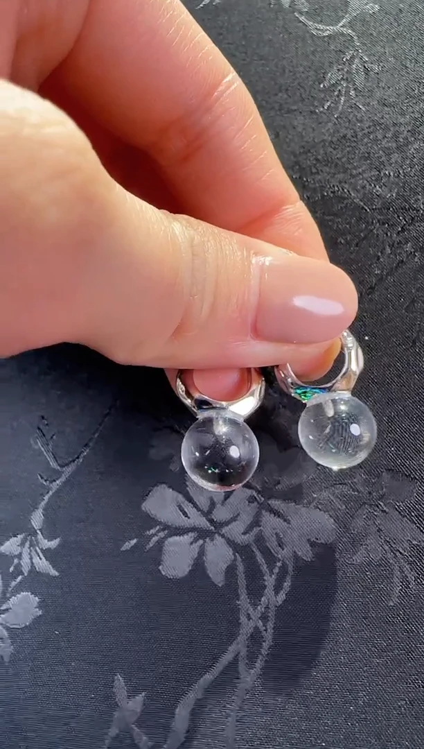 银S925镶嵌耳饰水晶10mm+