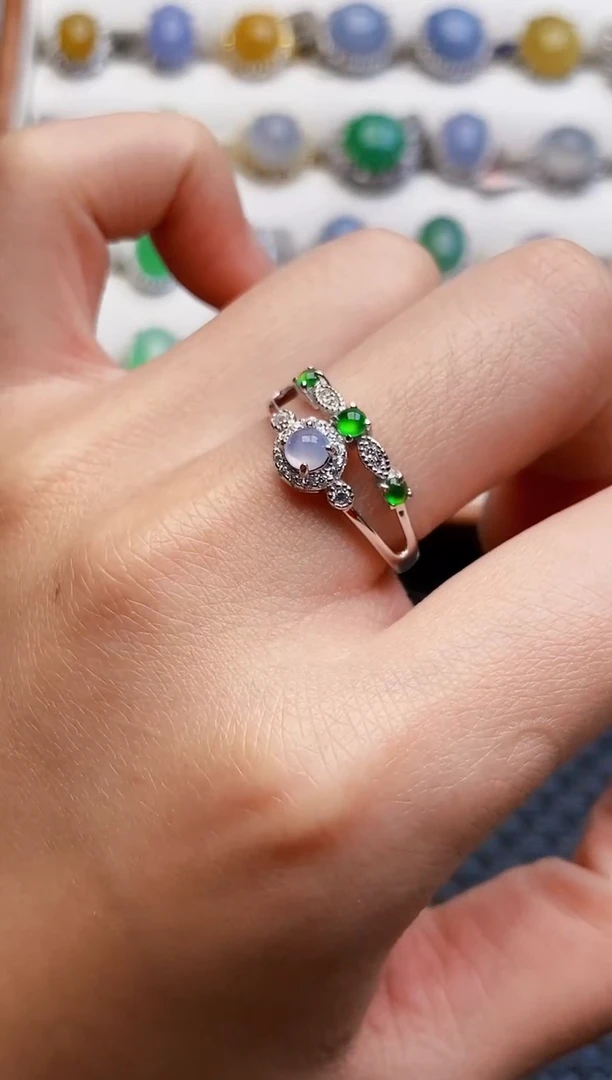 银S925镶嵌戒指翡翠5681