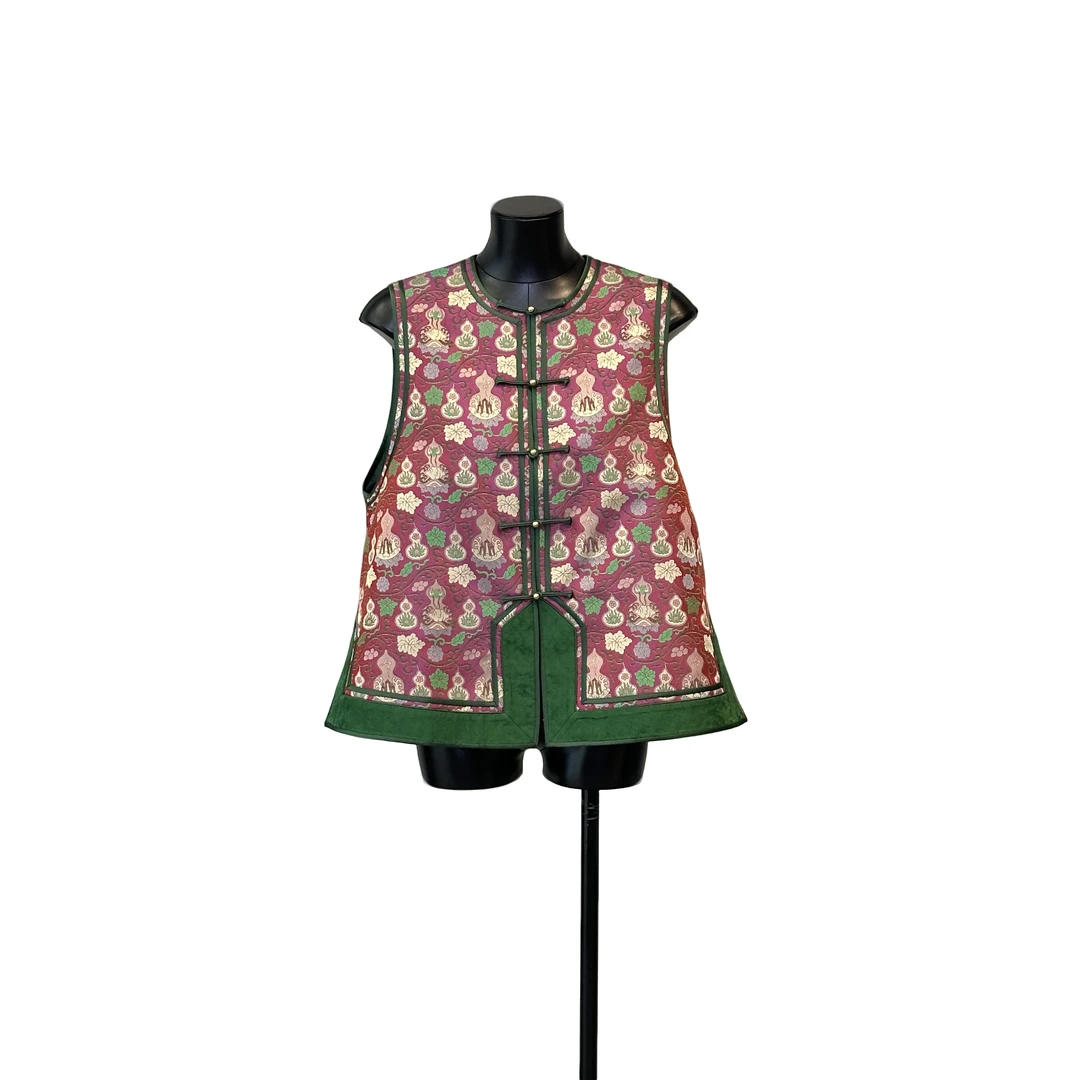 「利琪高订」国风串枝葫芦蜀锦气质轻奢百搭休闲马甲A5951