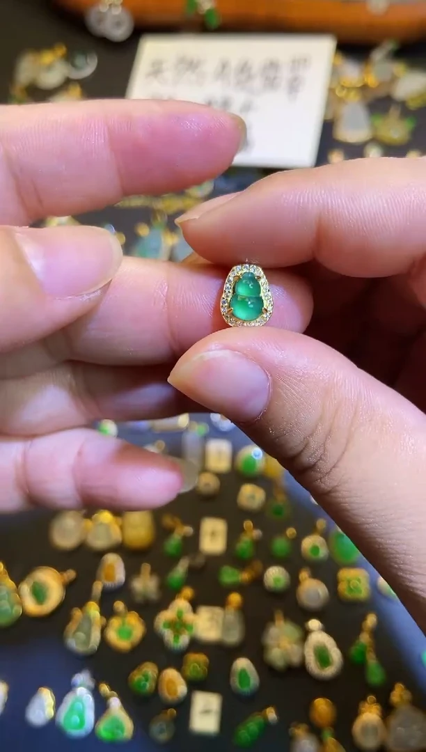 翡翠银S925镶嵌吊坠(不含链)1