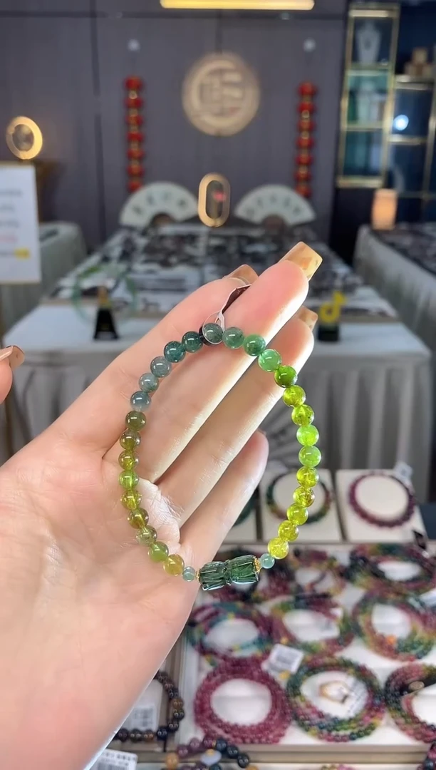 未镶嵌老矿碧玺色标单圈手串5mm+碧玺dan多样性发货一条