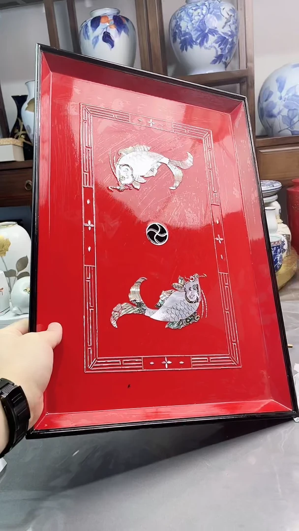 瓷片日产实木螺钿大盘