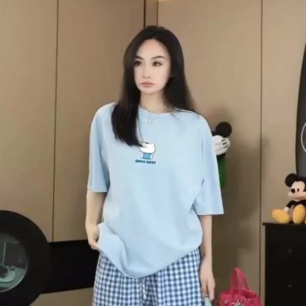 【劉發發】V252【背影猫蓝T恤】新款休闲百搭时尚显瘦经典韩版T恤