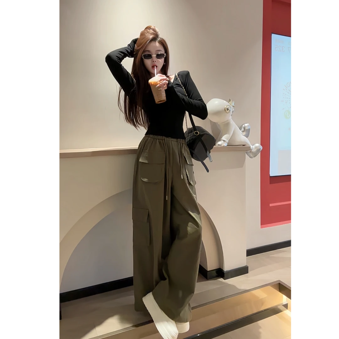 纯欲风性感露背黑色长袖T恤女春季新款辣妹修身显瘦紧身打底上衣