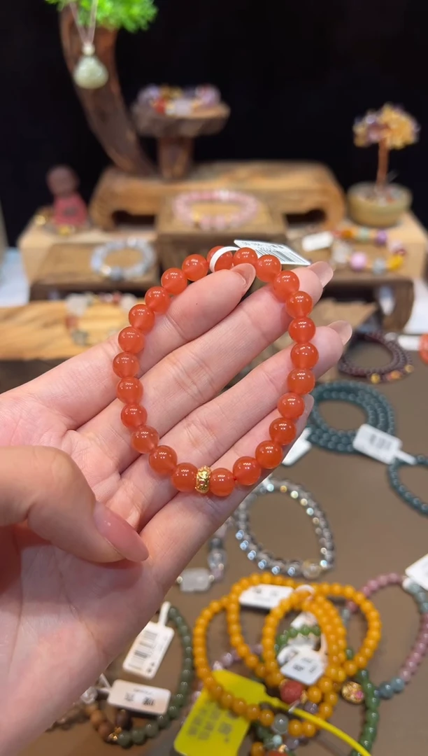 手链18K金镶嵌南红玛瑙手饰@@H2928