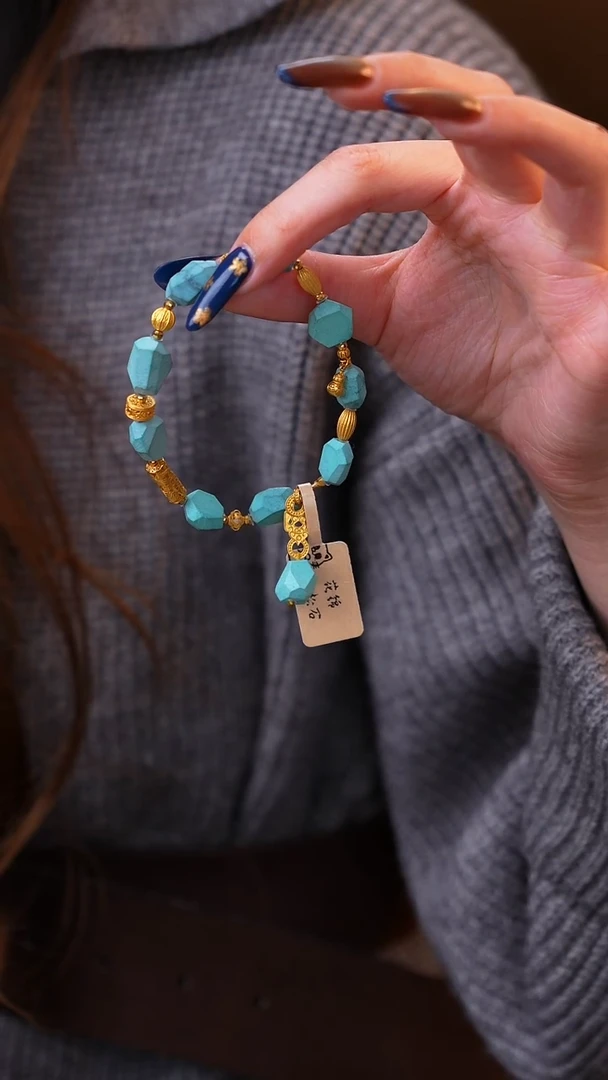 18K金镶嵌绿松石设计雾霾无相设计单圈