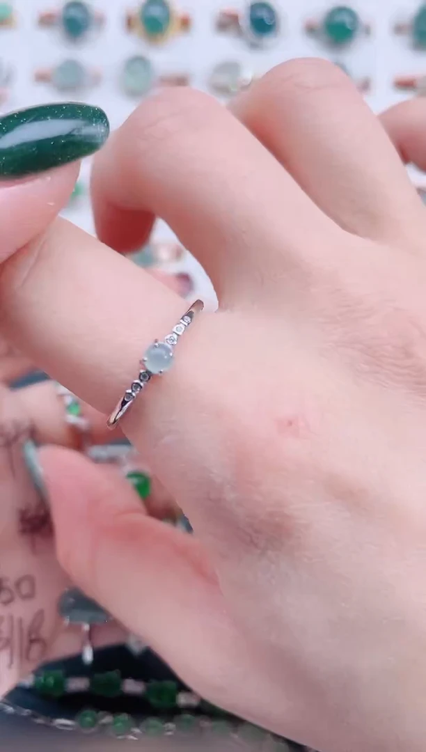 银S925镶嵌戒指翡翠天然翡翠