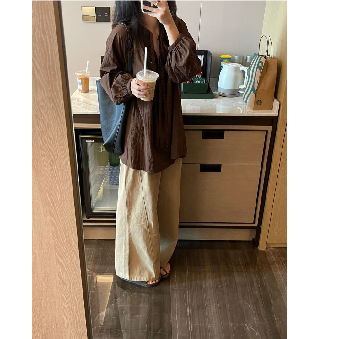 韩版显瘦设计感百搭衬衫女2025宽松高级感休闲上衣女