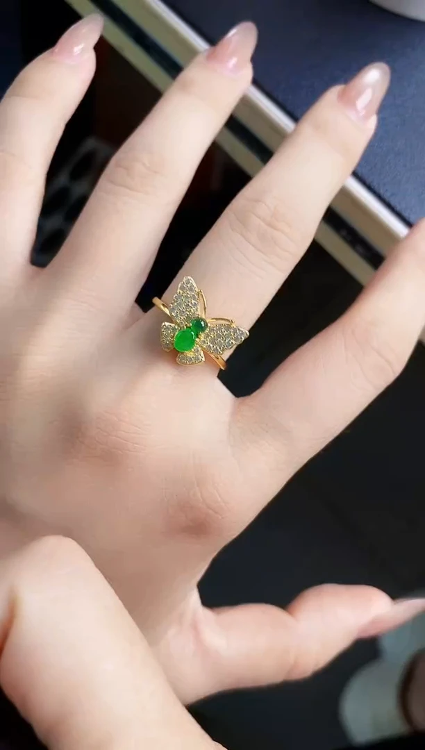 翡翠戒指银S925镶嵌12