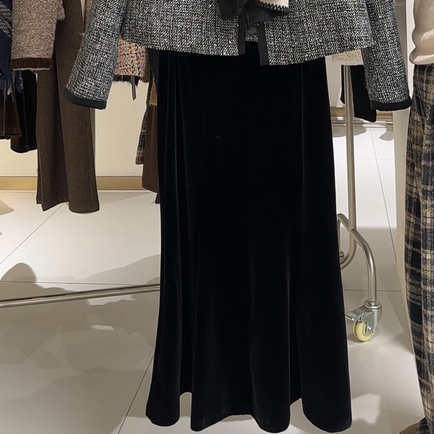 贝姐同款【金丝绒裙】YM秋冬高级感气质包臀中长款鱼尾裙