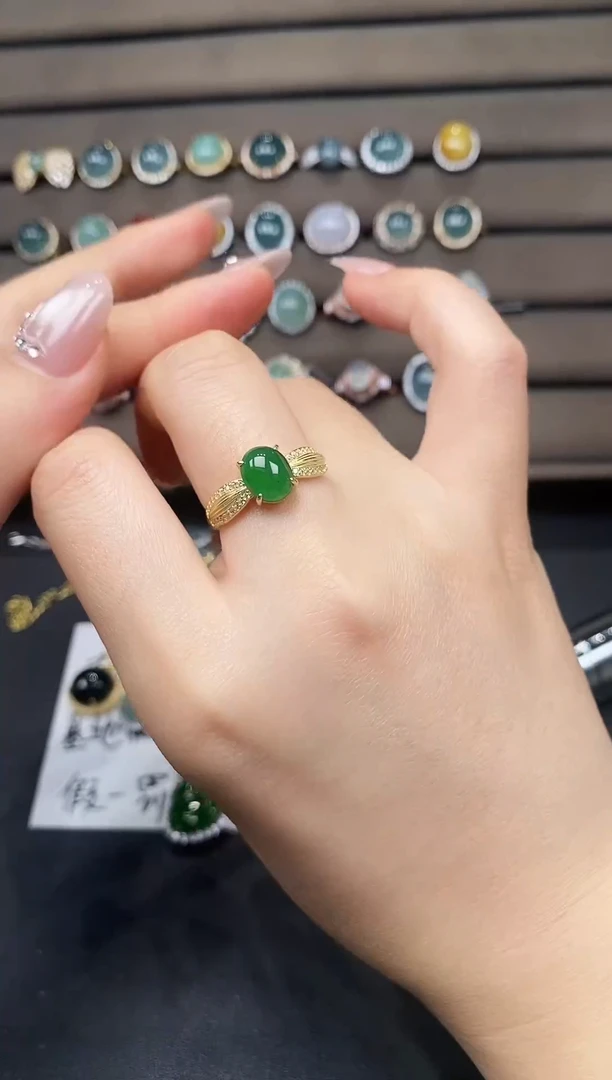 银S925镶嵌戒指翡翠378937