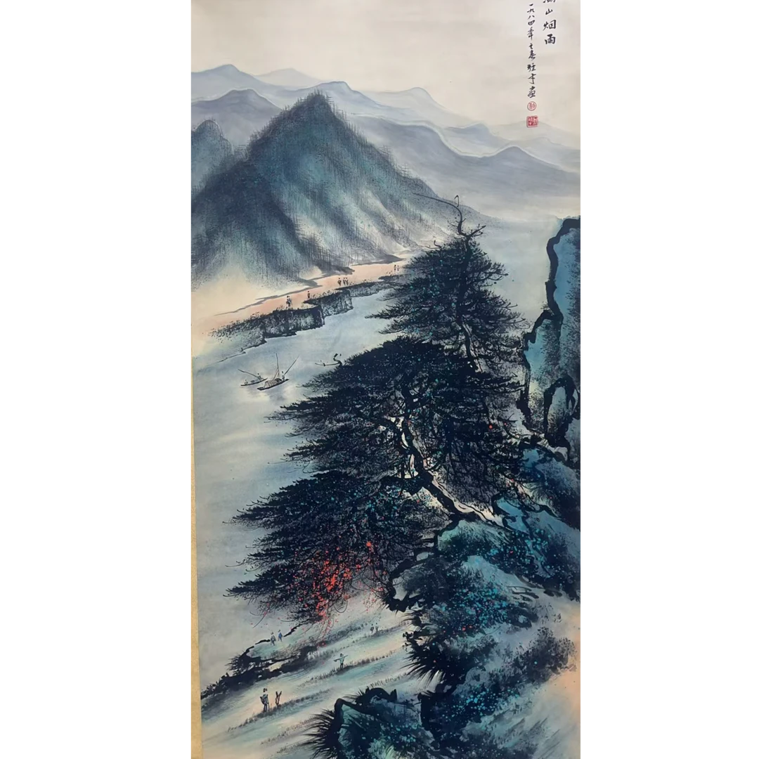 黎 山水立轴137×67 8.2平尺