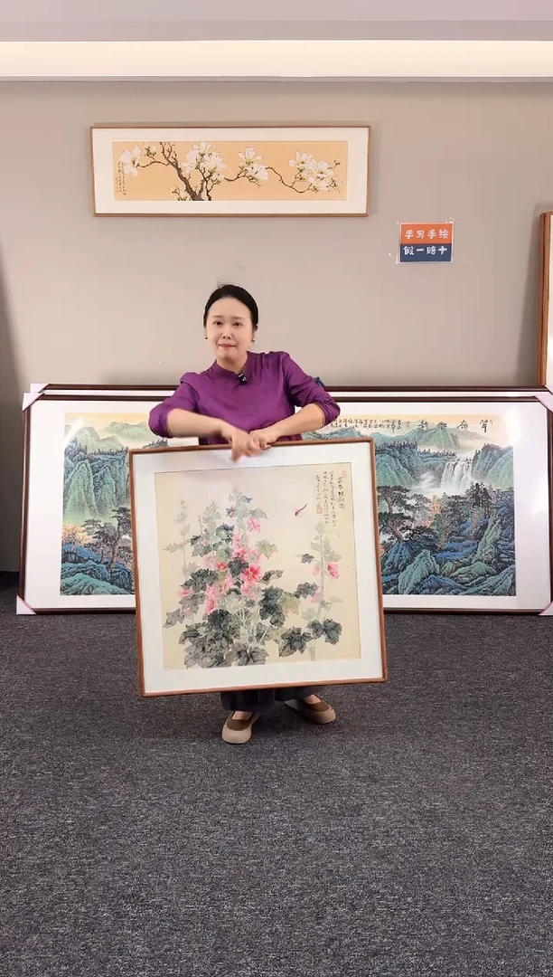 国画花鸟斗方80*80手写手绘