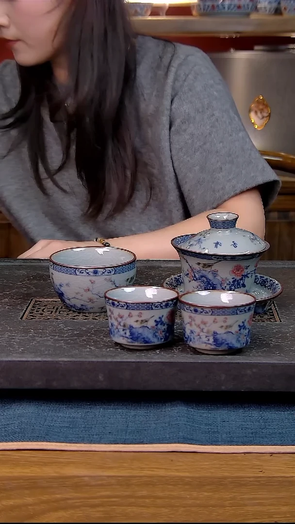 简装家用款4件套 老陶泥开片纹陶瓷茶具