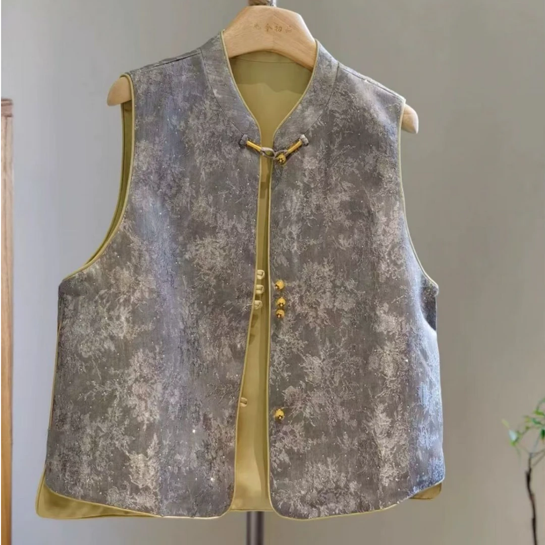 新中式国风马甲高级感气质灰色年轻薄款立领改良唐装春夏外穿背心