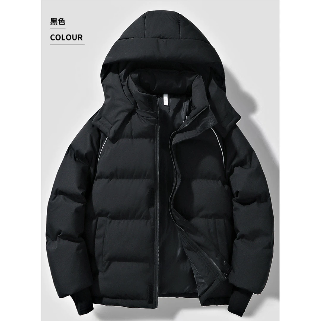 【运动棉衣】连帽男保暖棉衣织带撞色保暖棉服运动时尚棉袄黑色