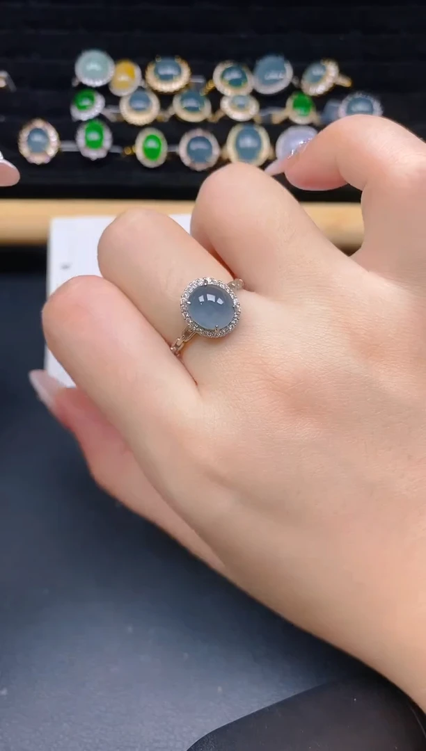 银S925镶嵌戒指翡翠8