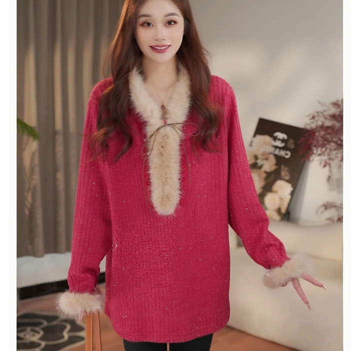 秋冬新款2025年拼接毛领加绒设计感上衣H16028