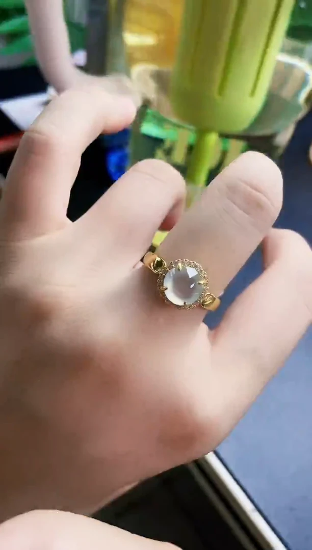 翡翠戒指银S925镶嵌456879