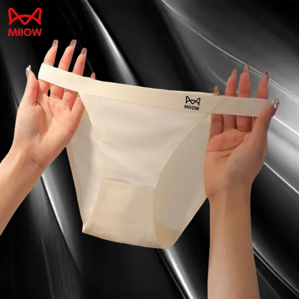 猫人中低腰无痕女士内裤女款爆款抗菌裆冰丝透气收腹提臀三角短裤